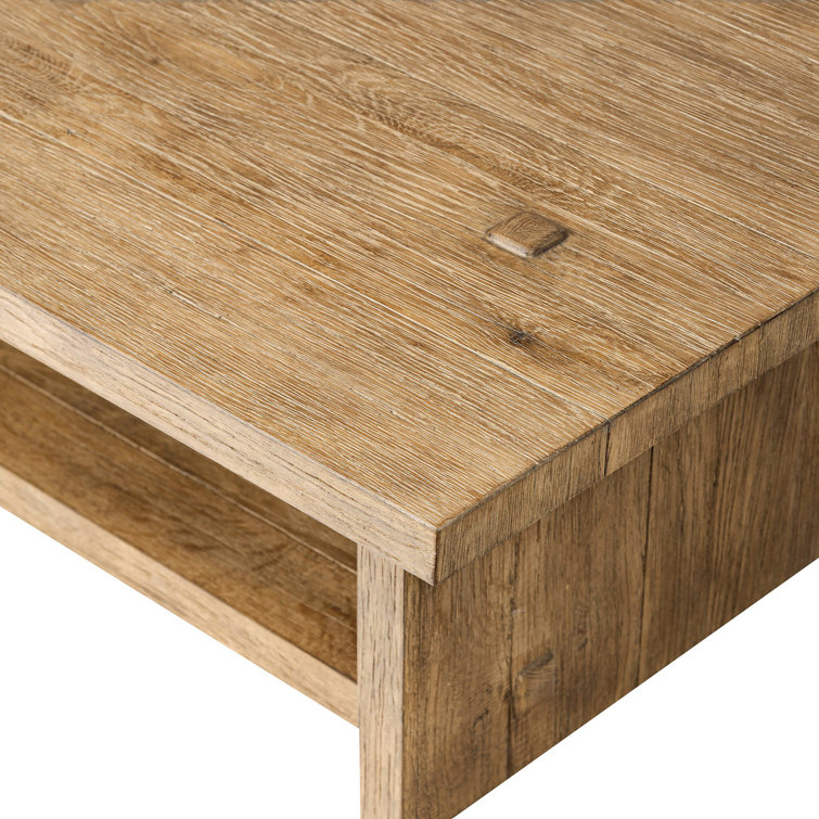 Distressed Blonde Oak Rectangular Coffee Table with Storage