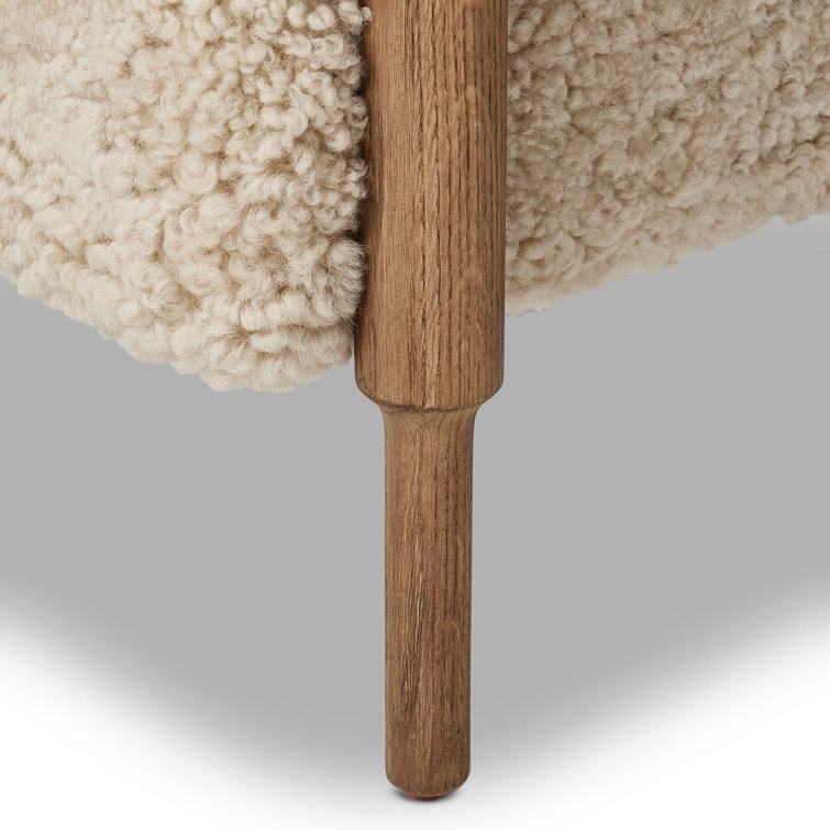 Amber Lewis Brown Oak Lounge Chair with Shearling Cushion