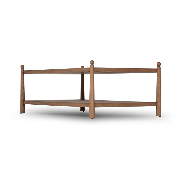 Amber Ash Rectangular Wood Coffee Table with Storage