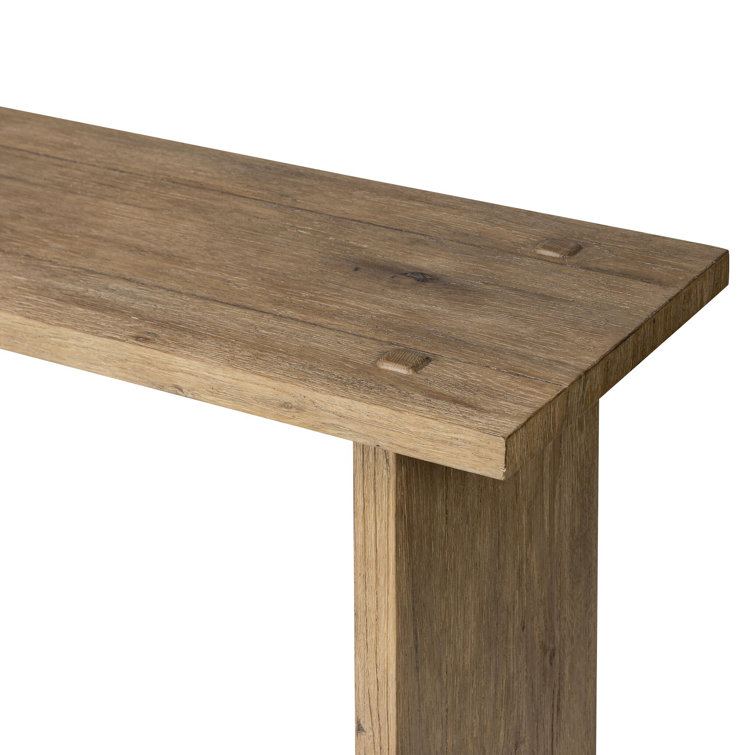 Distressed Blonde Oak Console Table with Storage Shelf