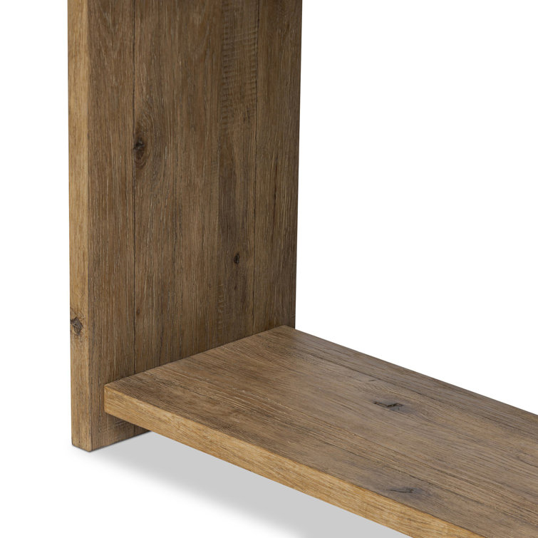 Distressed Blonde Oak Console Table with Storage Shelf
