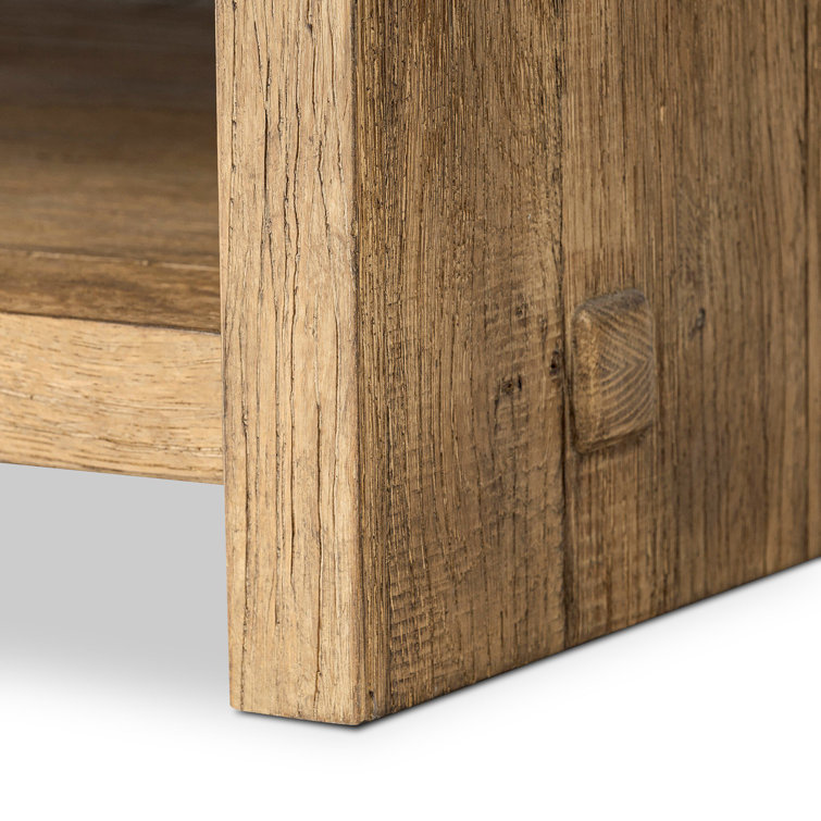 Distressed Blonde Oak Rectangular Coffee Table with Storage