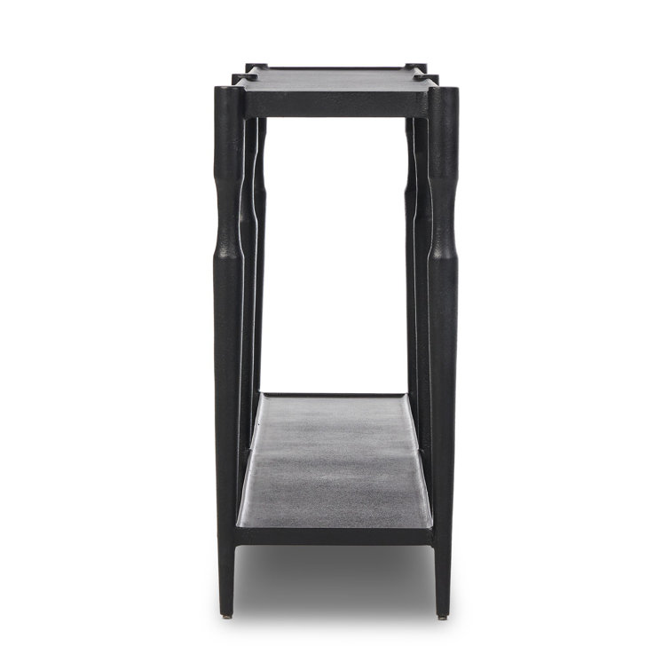 Augusta Black Iron Console Table with Lower Shelf Storage