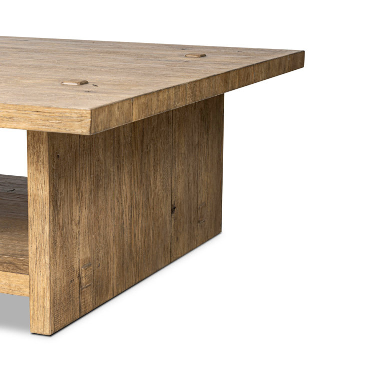 Distressed Blonde Oak Rectangular Coffee Table with Storage