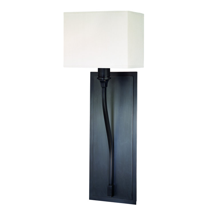 Selkirk Old Bronze 1-Light Sconce with Off-White Faux Silk Shade