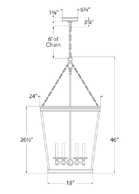 Launceton Modern Bronze 46" Glass Lantern Chandelier