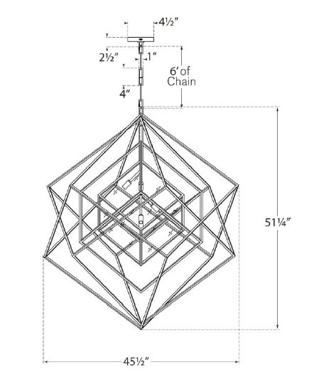 Aged Iron Cubist 5-Light Geometric Chandelier