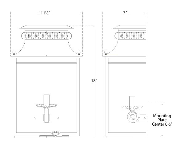 Dimmable Nickel Brown Lantern Style Sconce, 18" Height