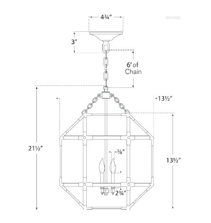 Antique Zinc 21.5" Glass Pendant Light