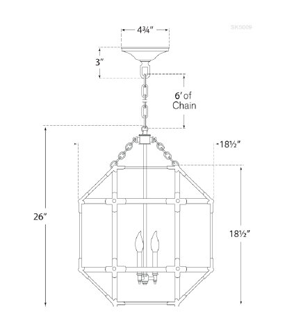 Antique Zinc and Glass 26" Pendant Light