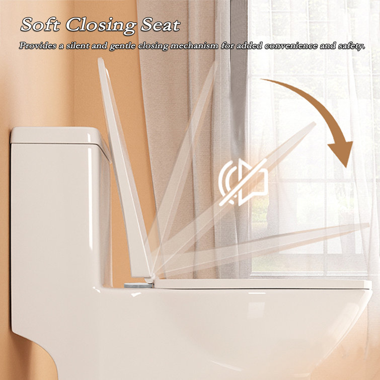 Glossy White Ceramic Elongated One-Piece Dual Flush Toilet