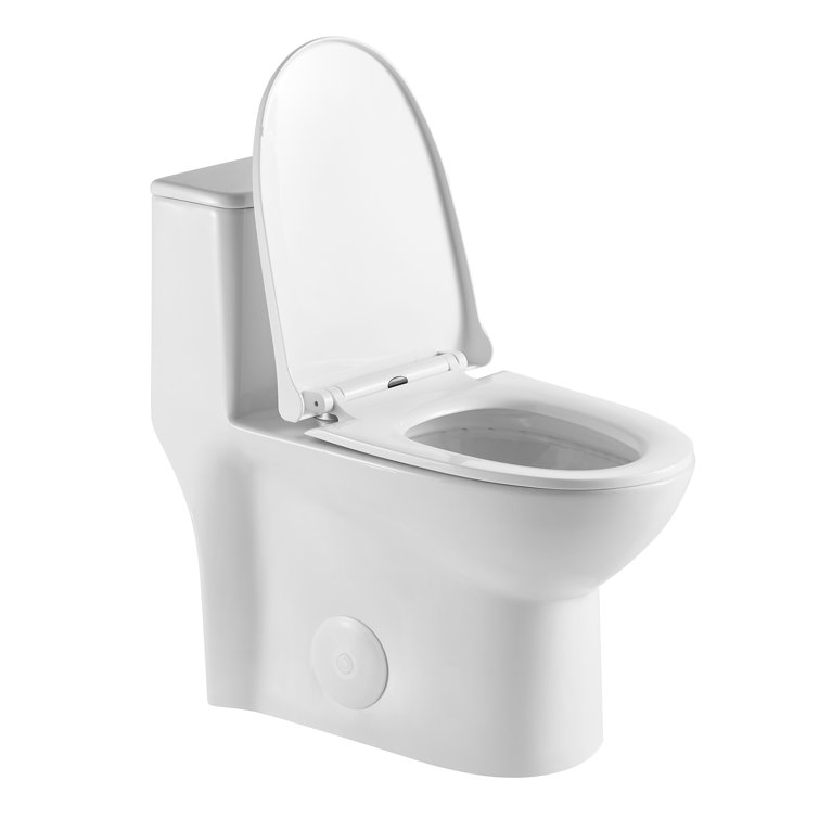 Glossy White Ceramic Elongated One-Piece Dual Flush Toilet