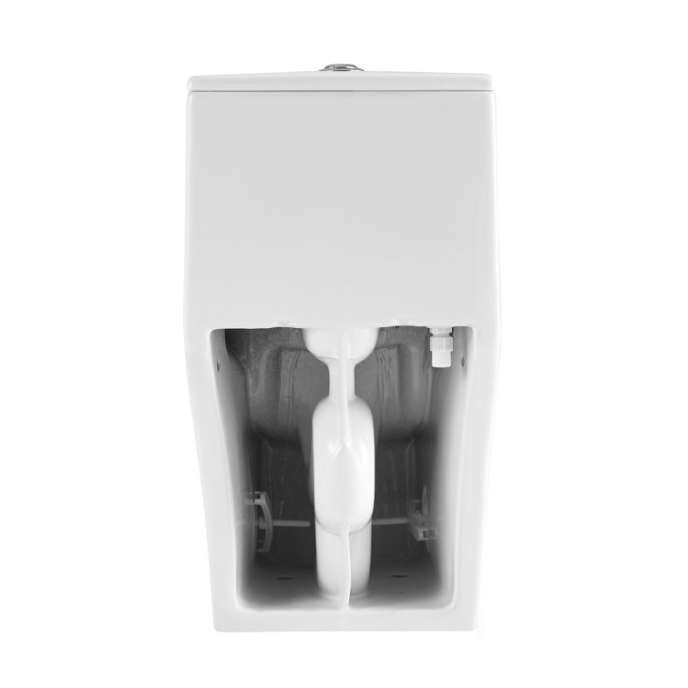 Glossy White Ceramic Elongated One-Piece Dual Flush Toilet