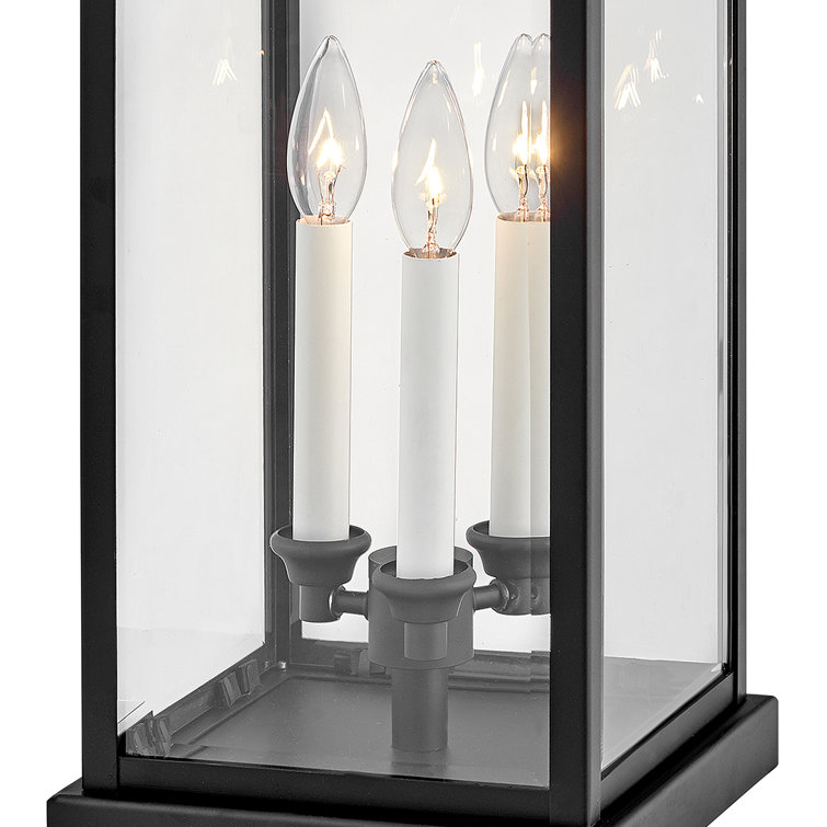Black Aluminum 3-Light LED Outdoor Pier Mount Lantern