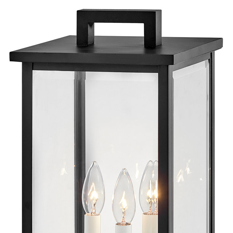 Black Aluminum 3-Light LED Outdoor Pier Mount Lantern