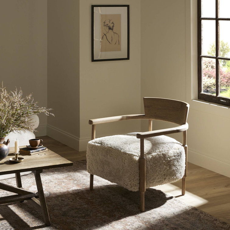 Amber Lewis Brown Oak Lounge Chair with Shearling Cushion