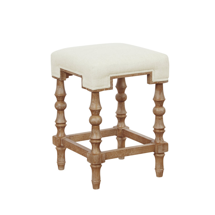 Shelly Striped 25.5" Brown Wooden Backless Counter Stool