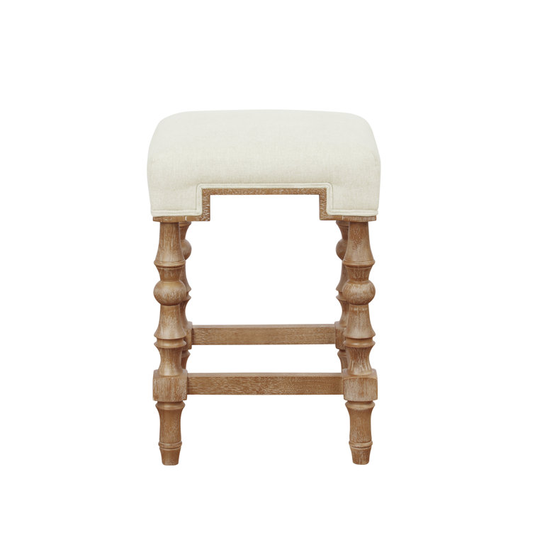 Shelly Striped 25.5" Brown Wooden Backless Counter Stool