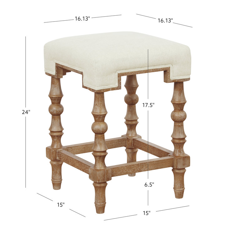 Shelly Striped 25.5" Brown Wooden Backless Counter Stool