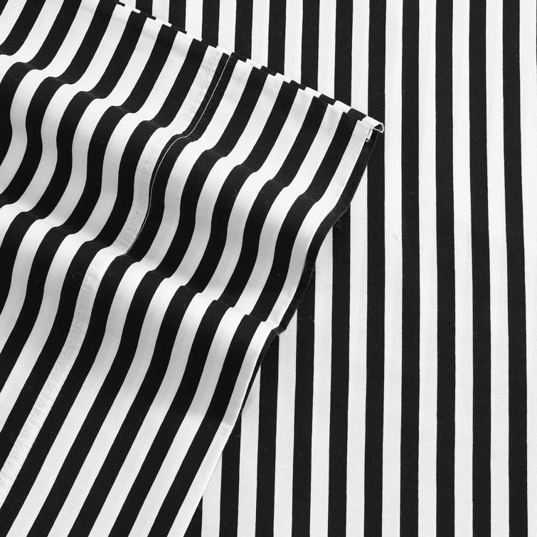 Full Black and White Cotton Percale Bedding Set