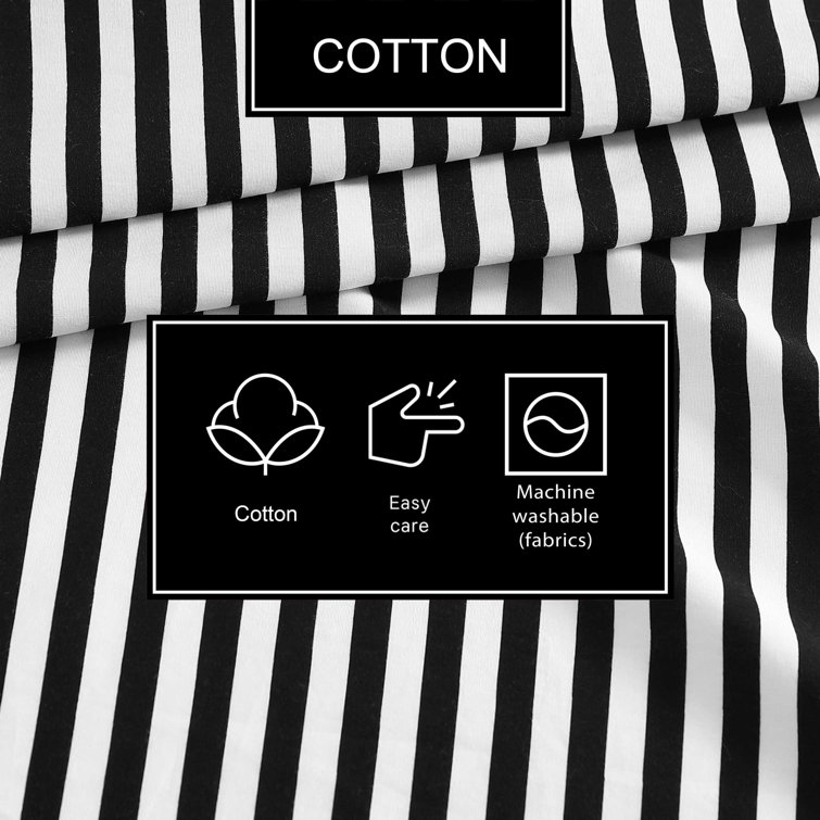 Full Black and White Cotton Percale Bedding Set