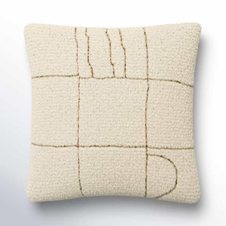 22" x 22" Off-White Wool Blend Square Throw Pillow