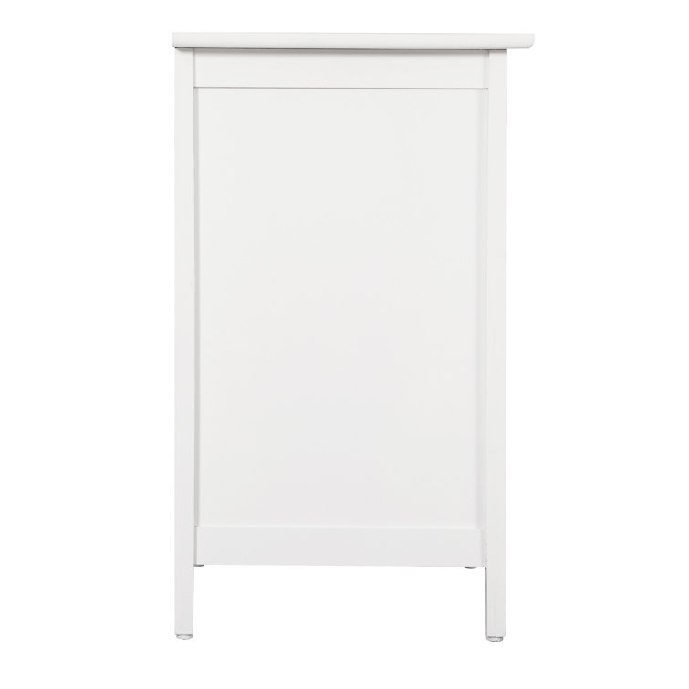 White Wood 3-Drawer Nightstand with Nickel Hardware