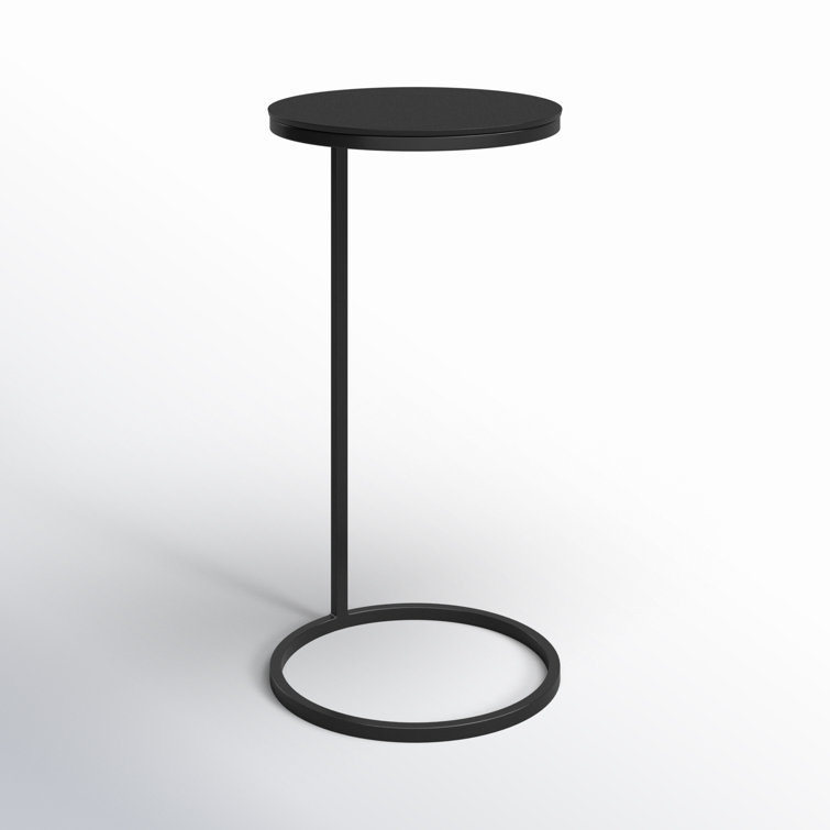 Brunei 13'' Aged Black and Bronze Round Wood & Metal Accent Table