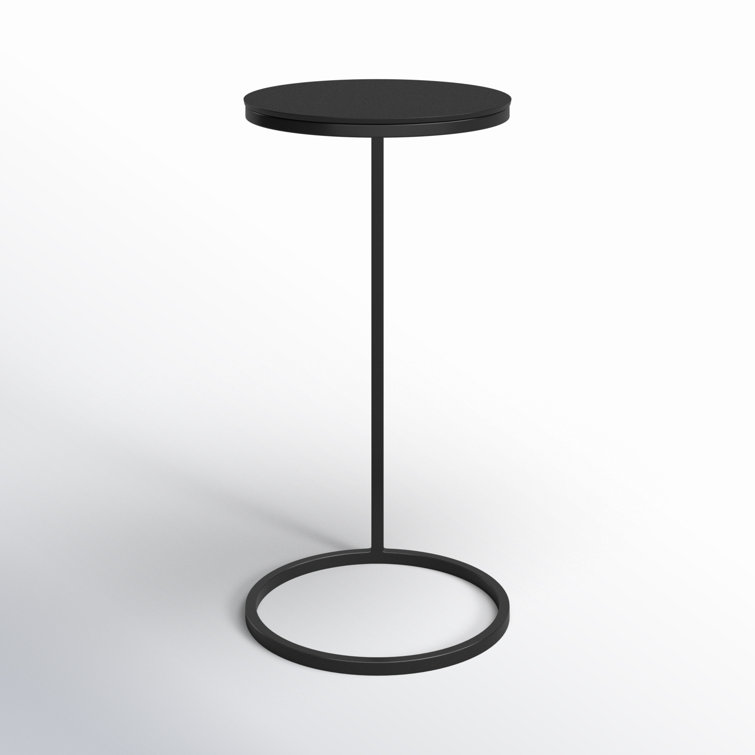 Brunei 13'' Aged Black and Bronze Round Wood & Metal Accent Table