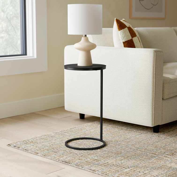 Brunei 13'' Aged Black and Bronze Round Wood & Metal Accent Table
