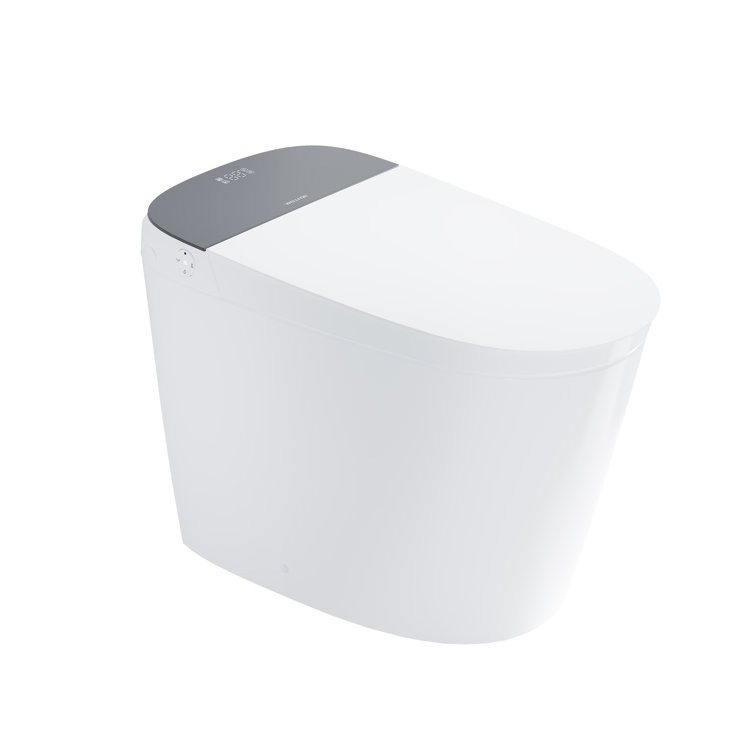 White Ceramic Elongated Smart Toilet with Heated Seat and Dryer