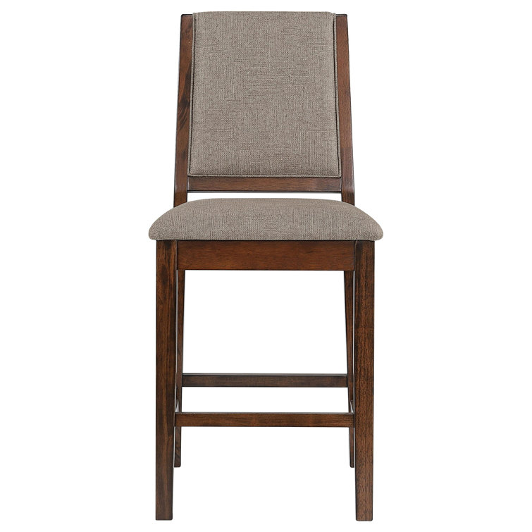 Mango Oak and Black 7-Piece Counter Height Dining Set with Beige Upholstery