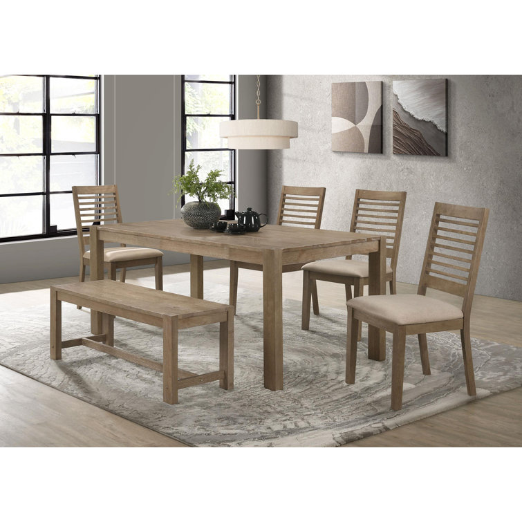 Scottsdale Light Brown Wood 6-Piece Dining Set with Bench and Chairs