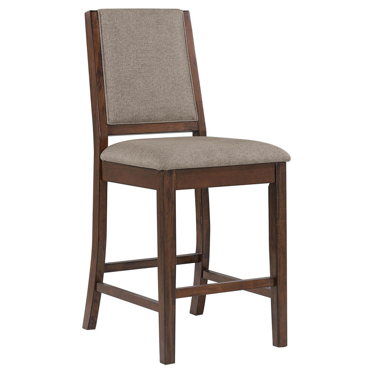 Mango Oak and Black 7-Piece Counter Height Dining Set with Beige Upholstery