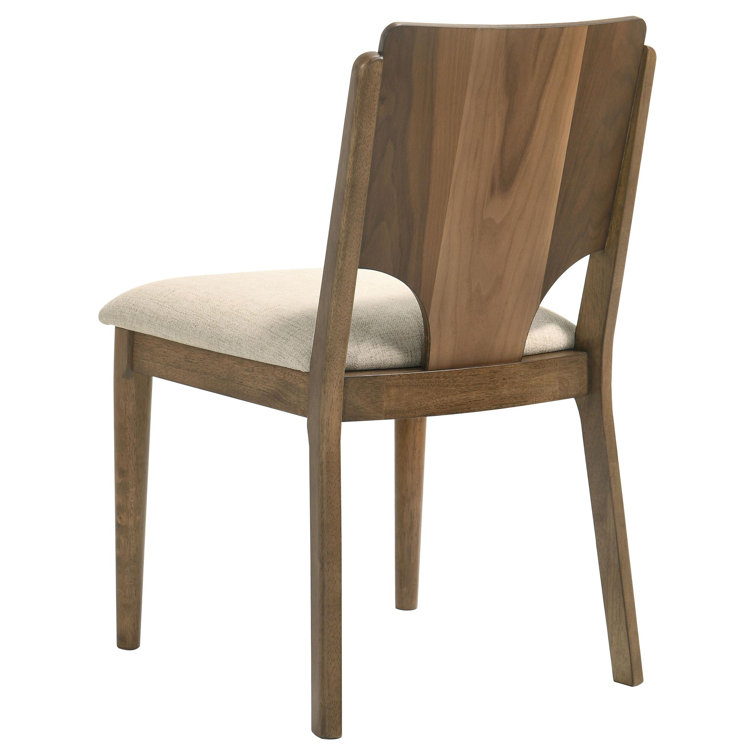 Walnut Rectangular Dining Table Set with Beige Upholstered Chairs