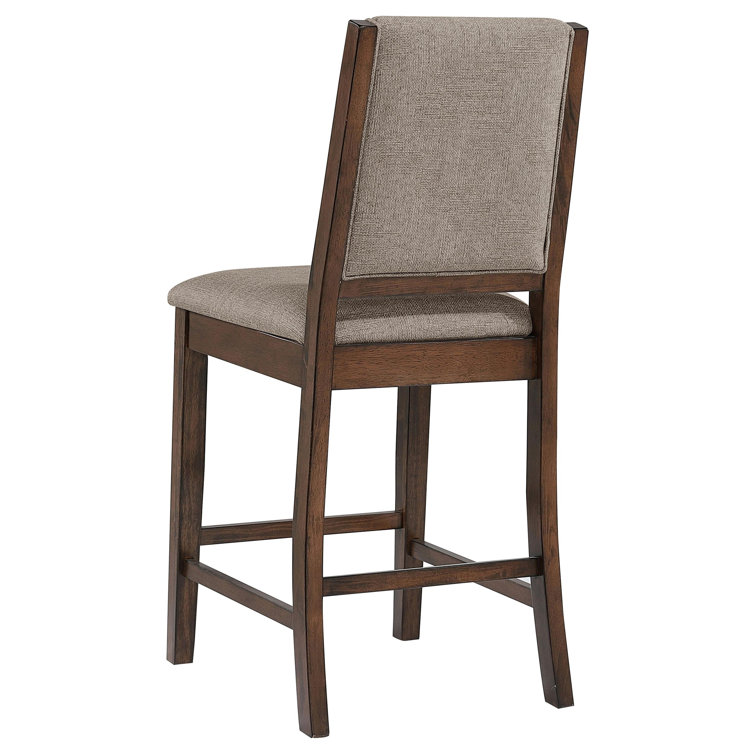 Mango Oak and Black 7-Piece Counter Height Dining Set with Beige Upholstery