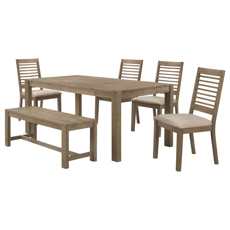 Scottsdale Light Brown Wood 6-Piece Dining Set with Bench and Chairs