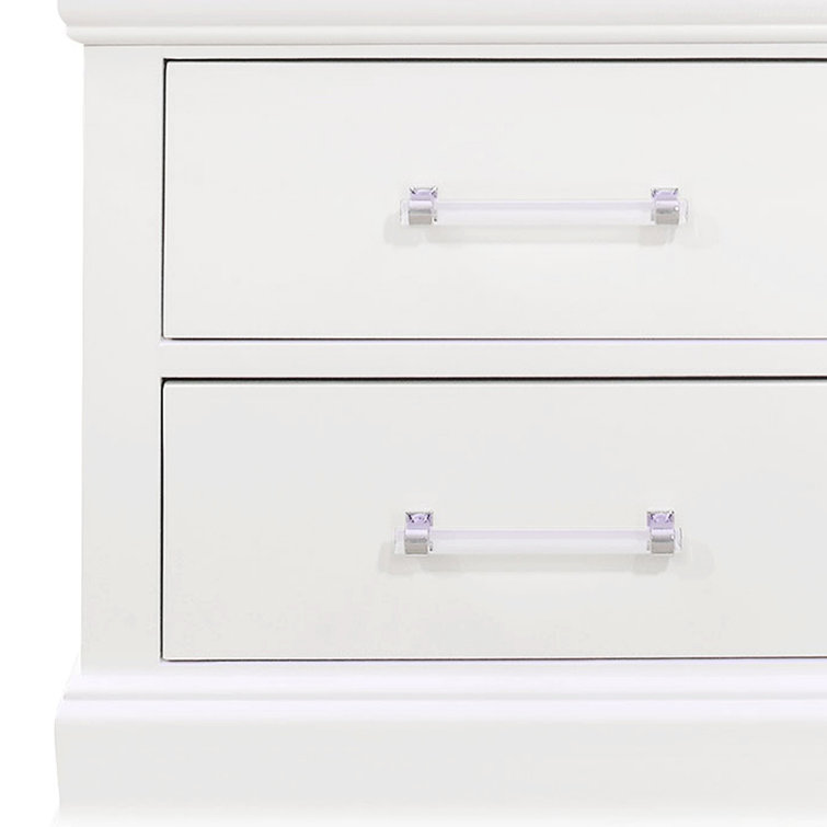 Charlie White Acrylic-Handled 2-Drawer Nightstand with LED