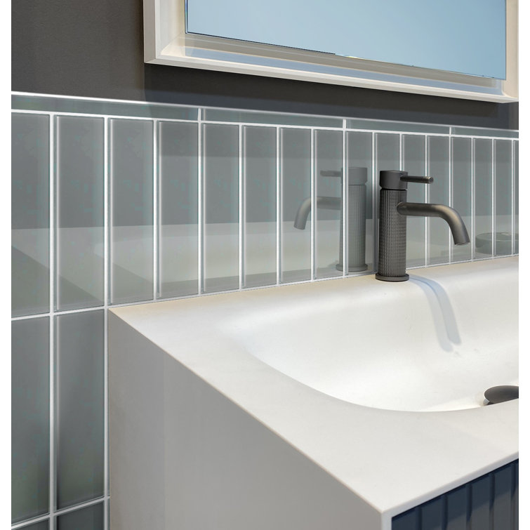 Gray Glossy Glass Brick Look Subway Wall Tile 3" x 12"