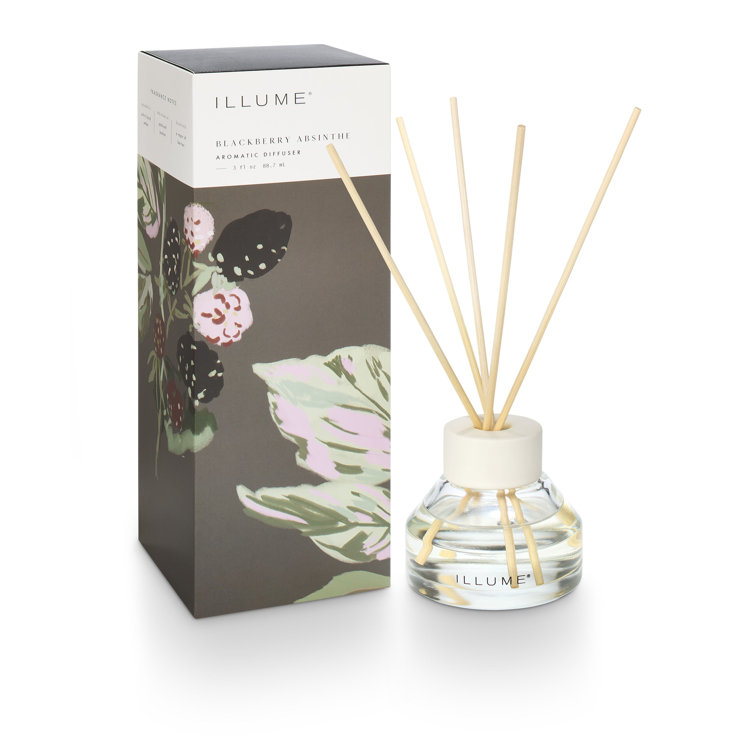 Blackberry Absinthe Aromatic Reed Diffuser with White Ceramic Collar