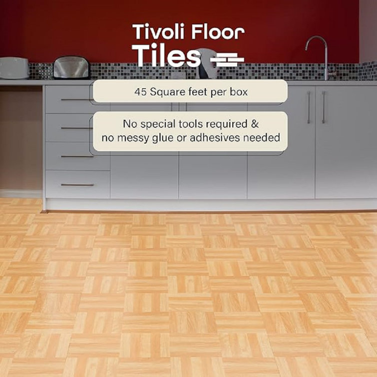 Tivoli Light Brown Self-Adhesive Vinyl Floor Tiles, 12" x 12"