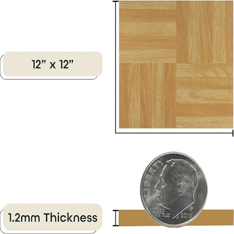 Tivoli Light Brown Self-Adhesive Vinyl Floor Tiles, 12" x 12"