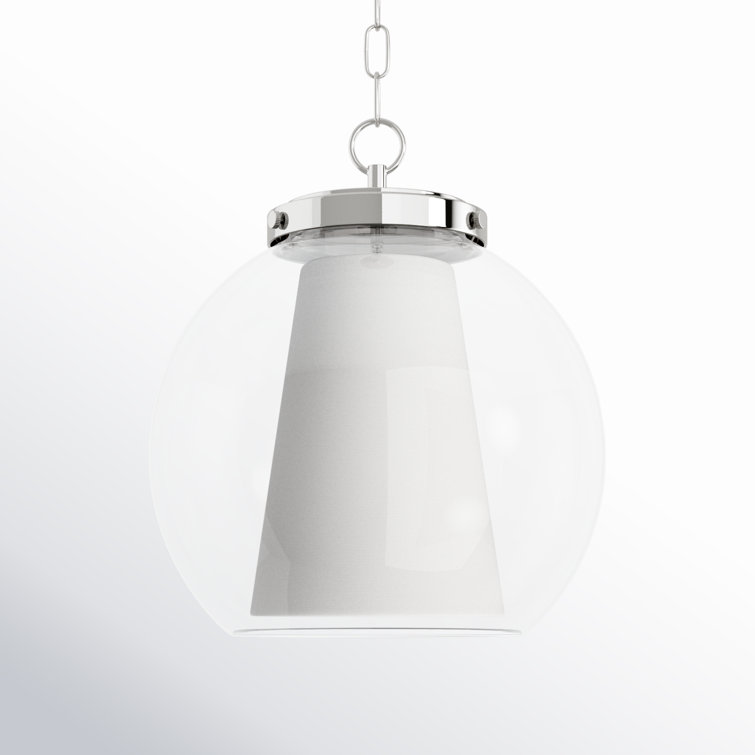 Polished Nickel Glass Globe Single Pendant Light