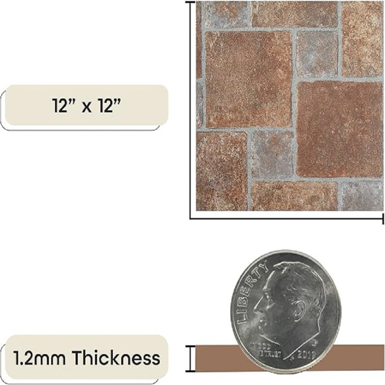 Tivoli 12'' x 12'' Self-Adhesive Vinyl Floor Tiles in Brick Pavers