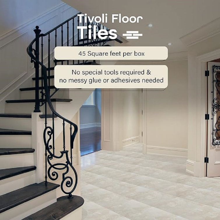 Tivoli 12" x 12" White Slate Self-Adhesive Vinyl Floor Tiles