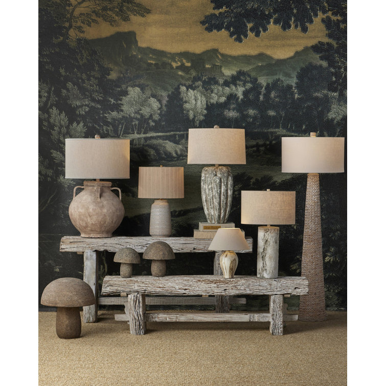 Owen Off-White Ceramic Table Lamp with Linen Shade