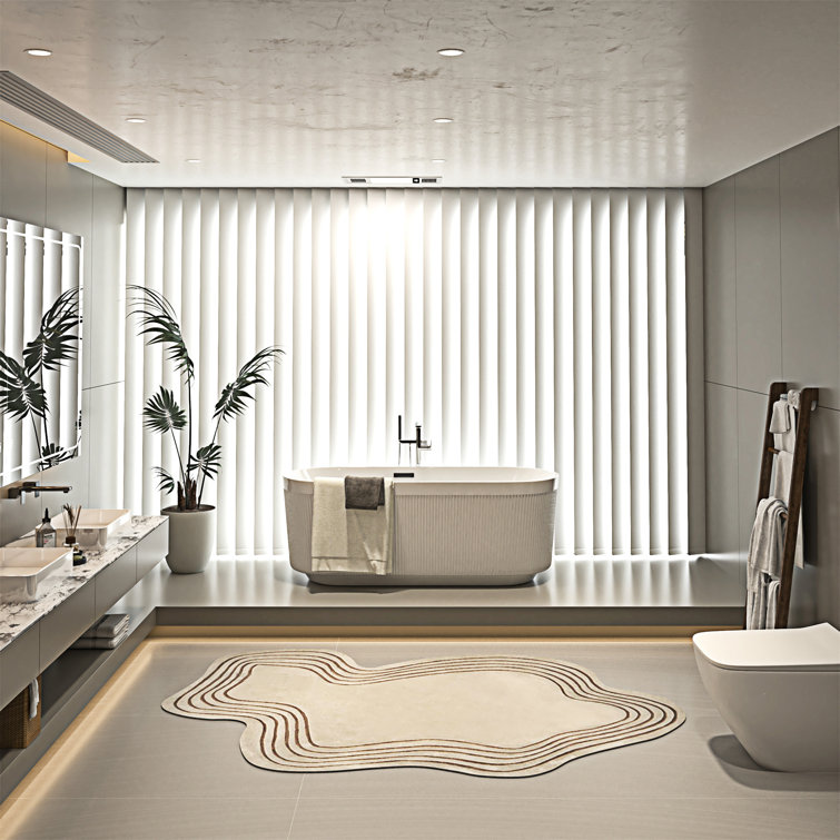 59" Gloss White Acrylic Freestanding Bathtub with Pleated Design