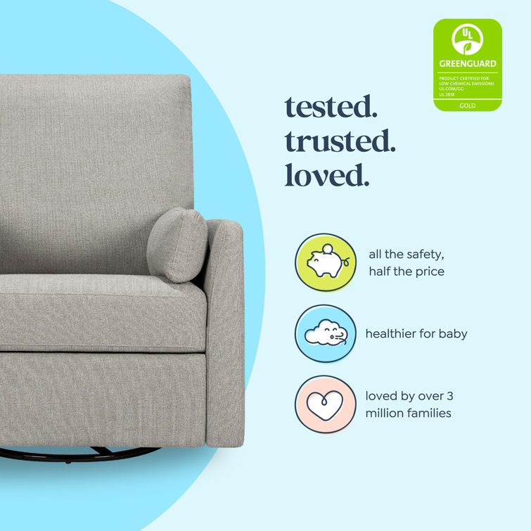 Ethan Performance Gray Linen Swivel Recliner with Wood Accents