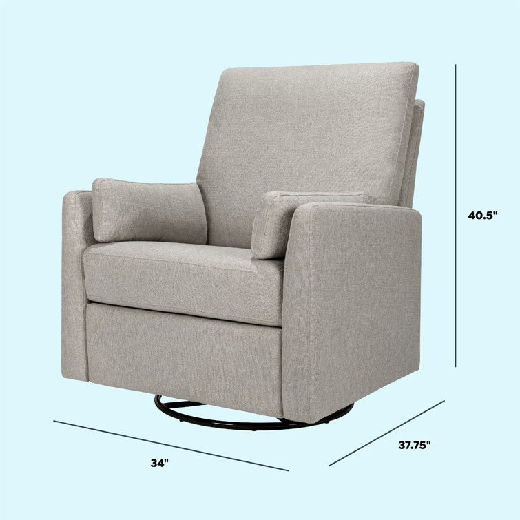 Ethan Performance Gray Linen Swivel Recliner with Wood Accents