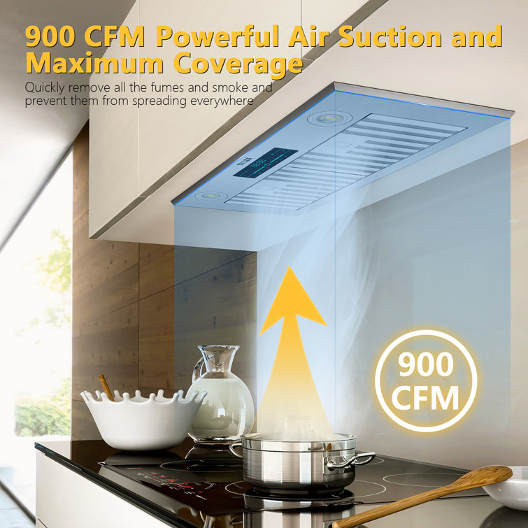 30-Inch Stainless Steel Convertible Insert Range Hood with LED Lights